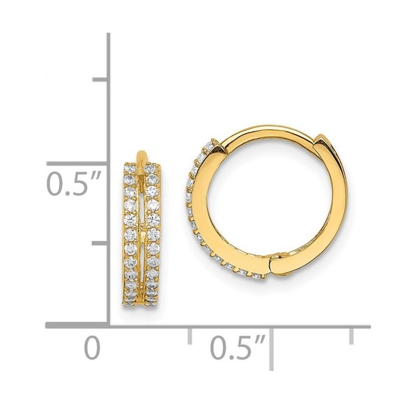 14k Madi K CZ Hinged Hoop Earrings - Picture 2 of 4